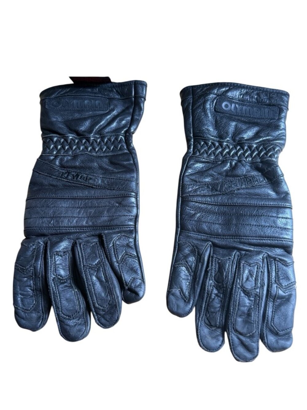 Olympia Black Leather Gel Wind-Tex Motorcycle Gloves All Season Men's M
